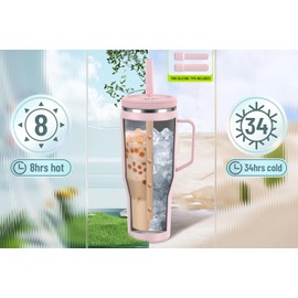 Zenbo 50oz Stainless Steel Tumbler with Handle, Lid & Straw | Keeps Drinks Cold 36hrs, Sweat-Proof, Dishwasher Safe