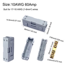 12Pcs 10AWG 60Amp Wire Connectors Kit,Brass Quick Splicing Wire Connection Terminals with Protective Casing for Automotive and Electronic Projects
