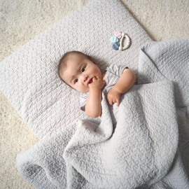 IBUL ER-012 Cloud Pattern, 100% Cotton, Washable, 27.6 x 39.4 inches (70 x 100 cm), Gray, Baby Rug Mat, Rug Cover, Cotton, Quilted, Multi Cover