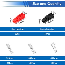smseace 240Pcs 15/30/45 Amp Power Connectors 0.5-6mm² (20-10AWG) Quick Disconnect Power connectors Quick Disconnect Terminals Connectors