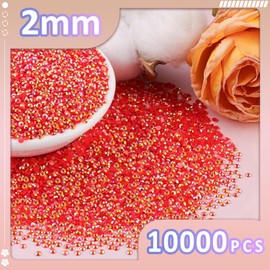 10000Pcs 2mm Resin Jelly Rhinestones with 2Pcs 10ml B7000 Jewelry Glue for Crafting, Red AB Flatback Gems, Bedazzling Crystal Bulk for DIY Crafts Clothing Tumblers Shoes Nail Art Fabric