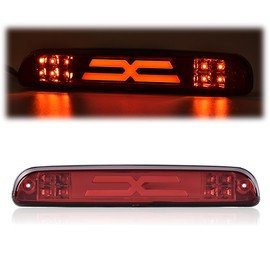 LQI LED Third Type X High Mount Brake Stop Light Compatible with Ford Ranger 1993-2011; Fit Ford F250 F350 F450 F550 Super Duty 1999-2016 Cargo Lamp, Red Lens Clear Housing