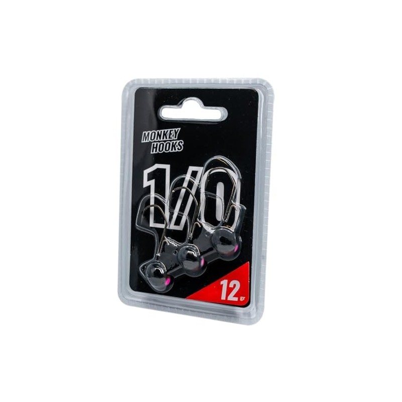 Monkey Lures Hook - 3 Jig Heads, Size/Weight/Colour: Size 1/0
