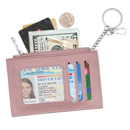 Padike Womens Slim Credit Card Holder Mini Front Pocket Wallet Coin Purse Keychain (Baby pink)…