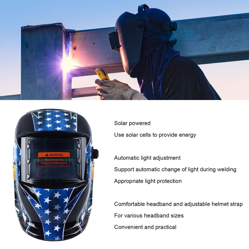 Auto Darkening Welding Helmet Large View Solar Powered Wide Shade