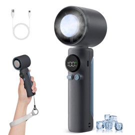 TWhours Handy Fan, 2025 Innovation Model, Instant Cooling - 4°F (-20°C), Portable Fan, Cooling Plate Included, Handheld Fan, 1-100 Stepless Air Flow Adjustment, LED Display, 5,000 mAh, Large Capacity