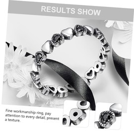 Levemolo 1pc Retro Sterling Silver Ring Heart-Shaped Cubic Zirconia Unique Finger Decoration for Women Fashionable Engagement and Anniversary Jewelry for Girlfriends