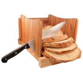 DBTech Bamboo Wood Compact Foldable Bread Slicer