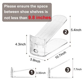 Vzpinko Shoe Slot Organizer Clear Shoe Stackers Organizers for Closet Space Saving Shoe Display Shelf Shoe Rack Holders Zapateras Organizers 10PACK