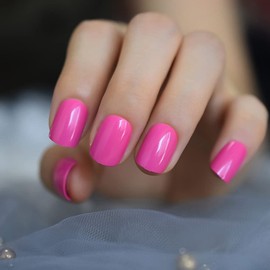 Imabc Uñas Postizas De Gel De Cobertura Total Con Pegamento Corto De Color Morado Brillante Y Rosa Brillante Para Mujeres Y Niñas, 24 Unidades Rosa, Morado 0,04 Onzas Líquidas (Paquete De 24)