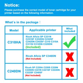 LCL Compatible Toner Cartridge Replacement for SP C310HA C311N C312DN C312DN C231N 406478 6000Page C231SF C232DN C232SF C242DN C242SF C310 C310A C320DN (1-Pack Yellow)
