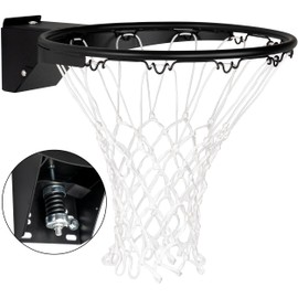 Basketball Rim Replacement, Single-Spring Breakaway Basketball Rim Outdoor Indoor, Universal 18 Inch Heavy Duty Basketball Hoop Rim and Net