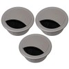 2" Plastic Brush Desk Grommet - Silver (3 Pack)