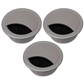 2" Plastic Brush Desk Grommet - Silver (3 Pack)