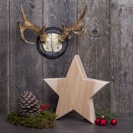 WOODS Wooden Star Made of Ash Wood I Decoration Made of Wood Handmade in Bavaria I Wooden Star for Standing Up - Cosy Advent & Christmas Decoration for Windows Hallway Door etc. I Wooden Star Large M