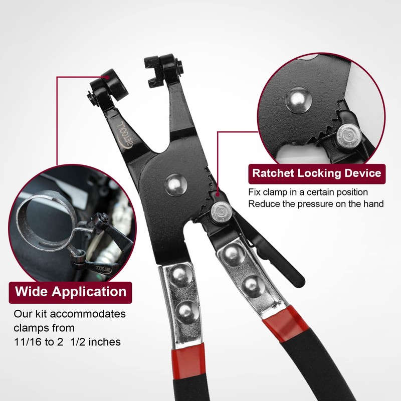 BETOOLL 9pc Hose Clamp Pliers, Professional Automotive with Flexible Wire