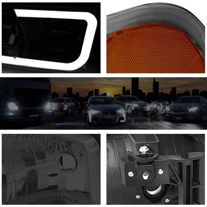 PM PERFORMOTOR [4Pcs] LED DRL Headlights Assembly+Bumper Lamps Compatible with