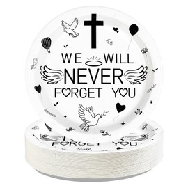 50Pcs Memorial 9" Heavy Duty Plates Funeral Celebration Plates