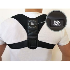 LIFEWAY Posture Corrector for Men & Women - Upper Back Brace for Spine & Clavicle Support - Relives Pain in Neck & Shoulder Caused by Slouching Hunching Kyphosis - Adjustable Comfortable