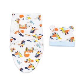 Reborn Baby Doll Swaddle Blanket Newborn Dolls Bath Blanket Set with Blanket and Hat fit 17-22 Inch Reborn Dolls Clothes Accessories Cute Animal Design 2 Pieces of Pack (Colorful Dinosaur)