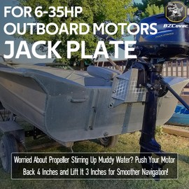 MJ-1-DP Mini Jack Plate with 4" Setback, Fits Outboard Motor Up to 35 HP, Cast Aluminum with Mounting Wood
