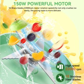 2024 New Multifunctional Portable Juicer Cup, Portable Juicer Blender with Digital Display, Portable Juicer Blender for Fruit and Vegetable Milkshake Smoothies Small Travel Blender (Green)