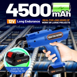 30mm-60mm Automatic Miniature Steel Tying Motor Tool, Handheld Charged Rebar Tier Tying Set Rebar Tier Tying Gun, Reinforcing Steel Strapping Machine with Pliers 12V (8-34mm Blue)