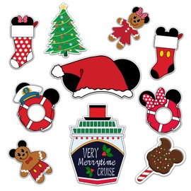 10 Pcs Christmas Cruise Door Decorations, Festival Cruise Magnetic Decorations for Cabin Door, Magnetic Reusable Cruise Magnets for DCL, and Major Cruise Lines(Christmas)