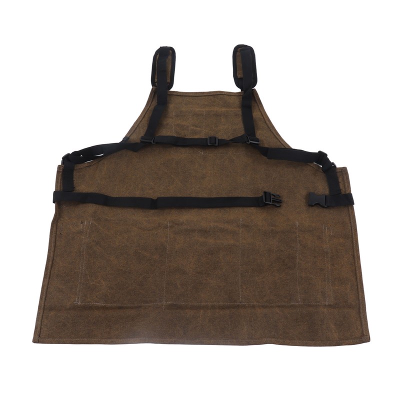 Woodworking Shop Apron Large Capacity Pocket Adjustment Shoulder Straps Waxed