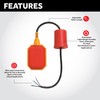 Float Switch for Sump Pump - 16-Foot Water Level Sensor