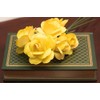 6 Yellow Full Open Bud Wooden Roses for Crafts Custom