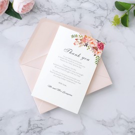 PONATIA 50 Pack A4 Envelopes, 4 1/4 x 6 1/8 Inches Blush Pink Envelopes Perfect for Christmas Gift Cards Envelopes, Wedding Details Cards, Thank You Cards and any 4x6" Inner Sheets