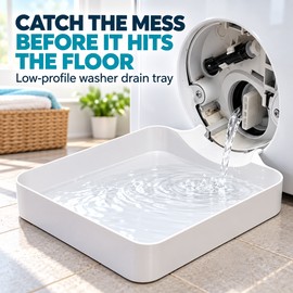 Washing Machine Drain Water Collection Tray, 7 Inch Lint and Debris Catch Pan for Laundry Drain Access