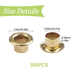 UFURMATE 300Pcs Gold Shelf Pin Caps with Hole Heavy Duty Metal Shelf Pins Reinforcement Grommets for Bookshelf, Cabinet, Closet Shelves Bracket (5mm)