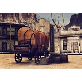 Yeele 15x10ft Old Western Town Retro Carriage Photography Backdrop, Vintage Wild West Style Wooden House Rural Bank Photo Background Party Banner Cowboy Boy Children Portrait Shooting Studio Props