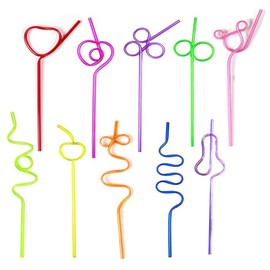 Crazy Straws,40 Pcs Silly Straws for Kids, Reusable Plastic Loop Curly Fun Crazy Drinking Straws for Classroom ActivitiesValentine’s Day Gift,Christmas Birthday Wedding Party Supplies Decoration