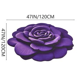 Hikiwin Flower Design Round Area Rugs,Absorbent Quick Dry Kitchen Rugs,Washable Decorative Irregular Bedroom Rug, Anti Slip Flower Rug,Purple,47x47 Inches,1 Piece