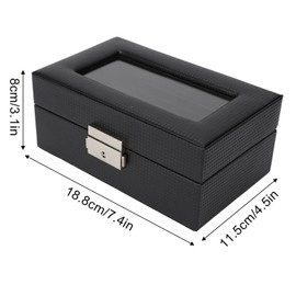 3 Slot Watch Box Case for Carrying Display, Lockable Small PU Leather Watch Jewelry Storage Case with Clear Lid for Men Women Bracelet Black