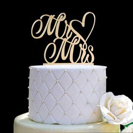 JIEEIN Mr and Mrs Cake Topper, Bride and Groom Sign Wedding, Engagement Cake Toppers Decorations (Mirror Gold Acrylic)