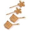 Decorative Hair Pins, 4-Pack, Women Metal Hair Clips Gold Flower