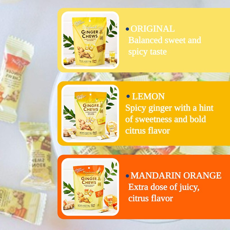 Prince of Peace Ginger Chews Candy Bundle — Original, Lemon,