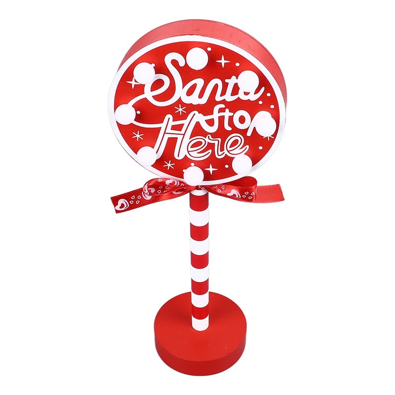 Christmas Stop Here Decor Metal Solid Wood LED Delicate Santa