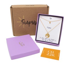 Set de Collares Madre e Hija para compartir Regalo para Mama en Chapa de Oro de 22K… (Madre 1 Hija)