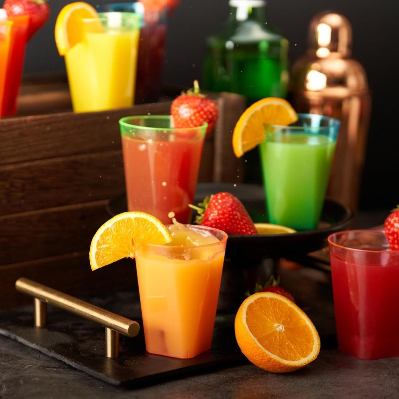 MATANA Pack of 40 Colourful Hard Plastic Party Cups (Neon,