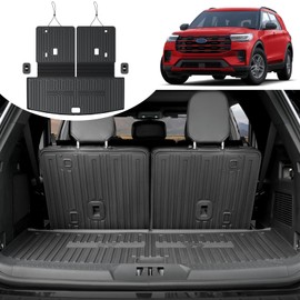 HOUCLEMIC Cargo Mat for 2020-2025 Ford Explorer Accessories All Weather Trunk Liner Replacement for 2025 Ford Explorer ST Accessories 2025 2024 2023 2022 2021 Stereo