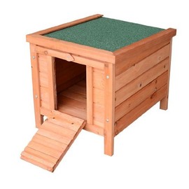 PawHut Small Wooden Dog Cage Bunny Rabbit/Guinea Pig House, Natural Wood