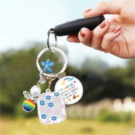 ECZOIL Cute Case Compatible for AirPods 3rd Generation, Cute Pink Flower Floral Soft Clear TPU Earphone Protective Case with Flower Keychain-Purple Flower