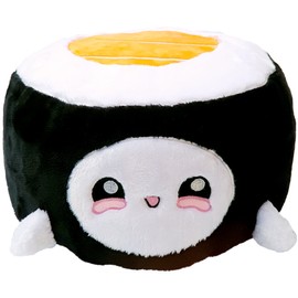 moodrush® Sushi Maki Cushion (Orange) / Plush Sushi Roll | Japanese Food Plush Toy Cuddly Toy | All Elements Embroidered (Not Printed!) Fast Food | Washable | Approx. 30 x 22 x 22 cm
