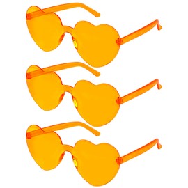AFNWQI Heart Sunglasses, Heart Shaped Sunglasses, 3-Pack, Heart Glasses, Orange Sunglasses, Heart Sunglasses for Women, Orange Sunglasses for Women, Orange Glasses, Party Sunglasses