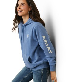 ARIAT Female Logo Hoodie Blue Heather Large